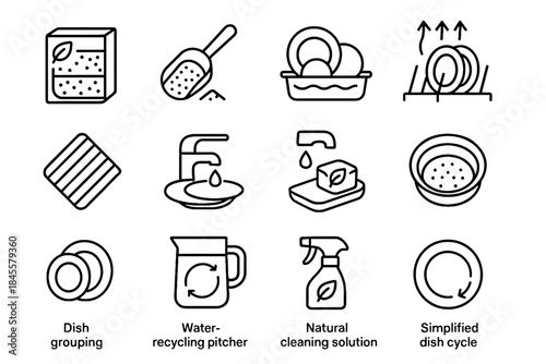 Cloth controlled vector stand scoop grouping dishwashing eco pitcher soaking icon icons