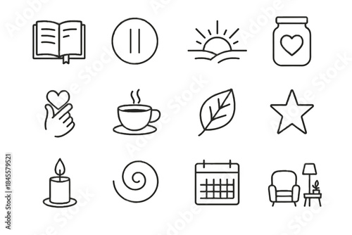 Vector breathing icon gratitude collection reflection journal nature gesture peaceful cozy