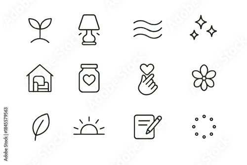 Leaf inhalation vector reflection gratitude motif sparkle collection waves icon daily joy