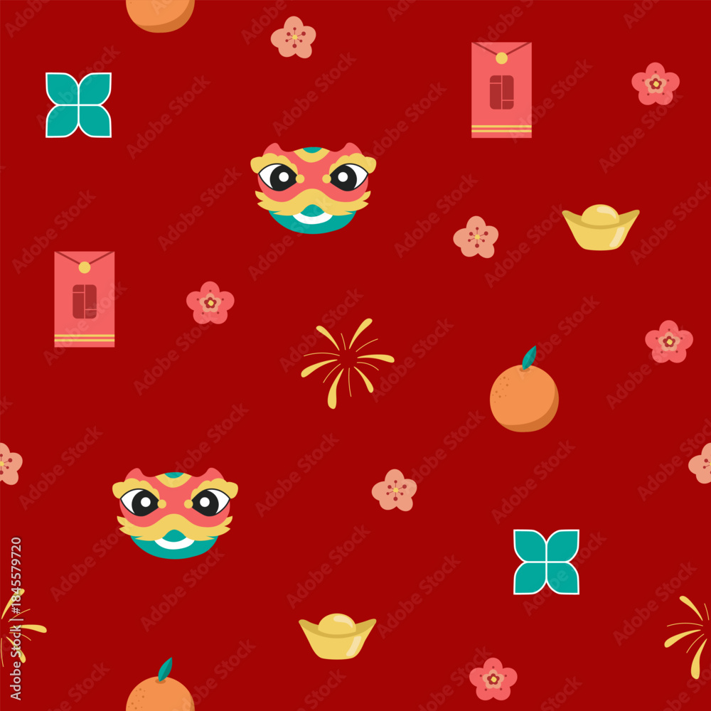 Fototapeta premium Chinese New Year Seamless Pattern Design
