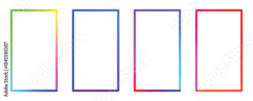 Vibrant rectangular frames in rainbow colors on white background.