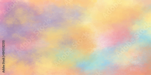 Abstract colorful watercolor texture background illustration in bright pastel pink, yellow, orange, and blue artistic design