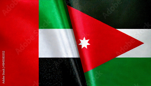 アラブ首長国連邦の国旗とヨルダンの国旗(United Arab Emirates flag & Jordan flag.)
