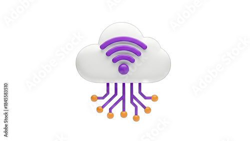 Cloud Computing with WiFi Symbol - Digital Connectivity