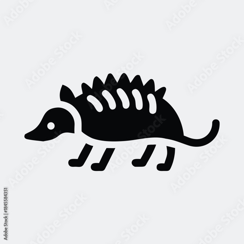 Cute armadillo walking side view animal silhouette vector illustration