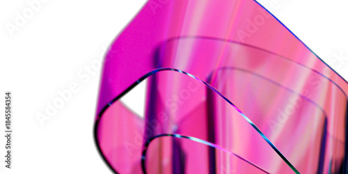 Elegant Translucent Iridescent Glass Curve Sheets on Transparent Background, Futuristic Abstract Composition