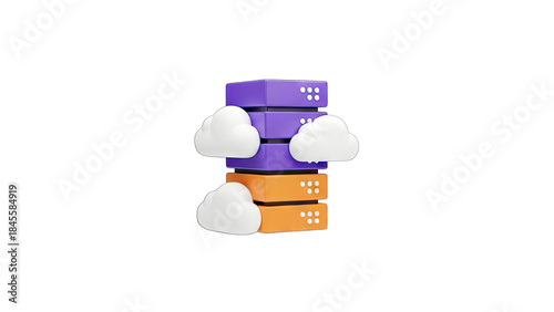 Cloud Server Stack Illustration on White Background