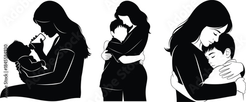 Mother and child in different nursing positions