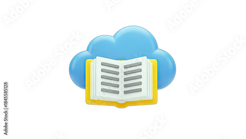 Cloud Storage with Book Icon - Data Backup Concept