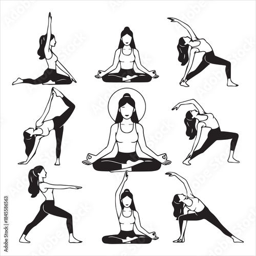 Inner peace yoga woman vector showing serenity emotional balance and mindful living