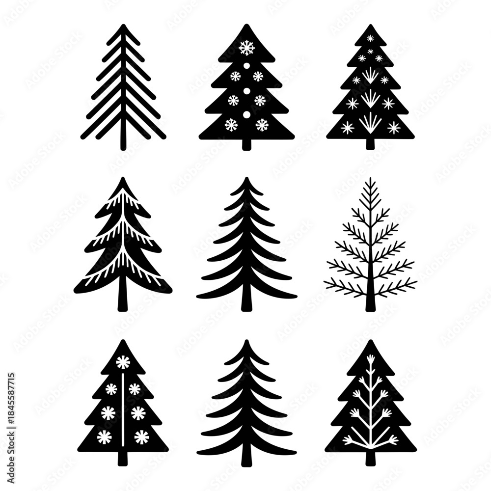 Obraz premium christmas trees set