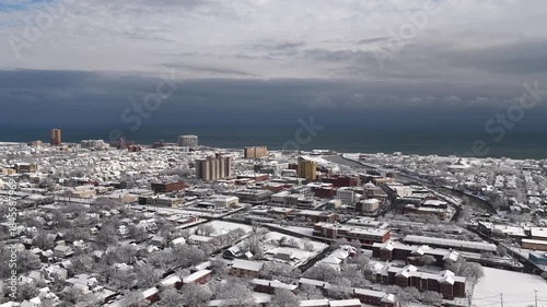 Jersey Shore winter near Asbury Park from an aerial view