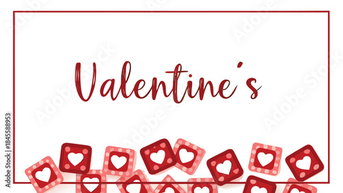 Valentine's day celebration with red hearts and playful handwritten text on white background for love and romance
