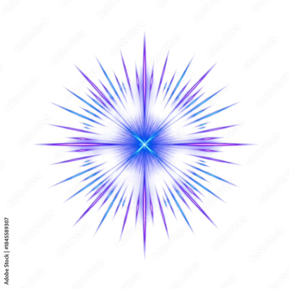 Obraz premium Purple glowing star burst illustration with bright color flash design and vector rays on a black background for a holiday celebration pattern