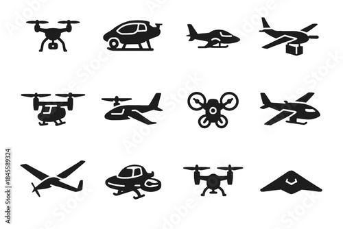 Piloted air aircraft plane ai icon drone hauler taxi vector glider