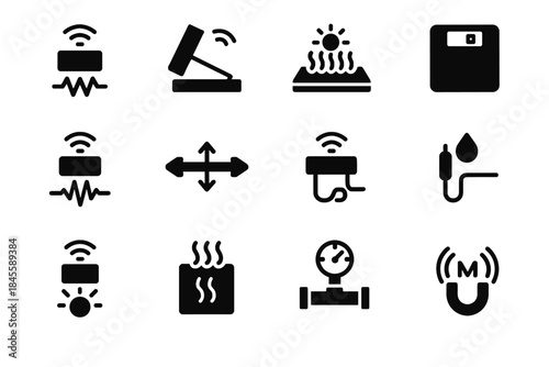 Vector smart probe icon impact humidity monitor thermal bridge vibration sensor pressure