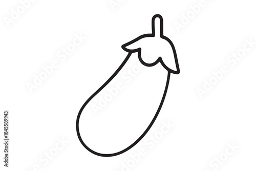 Simple line drawing of an eggplant isolated on a white background