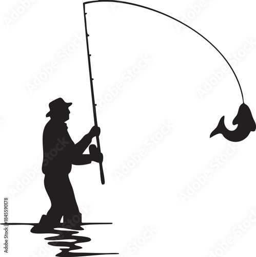 Fly fishing Silhouette, Fishing, angle, monochrome png