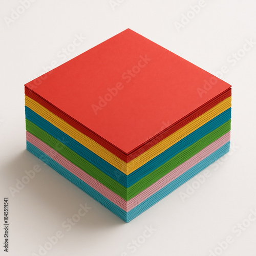 Stack of colorful sticky notes and books isolated on white for office reminder or message