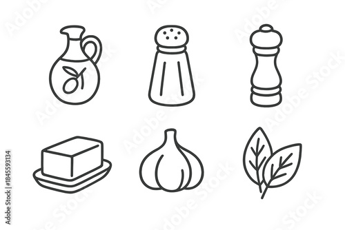 Kitchen spice and herb icons on dark background