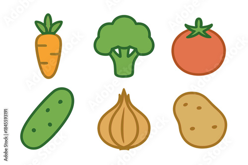 Colorful vegetable icons on a gradient background