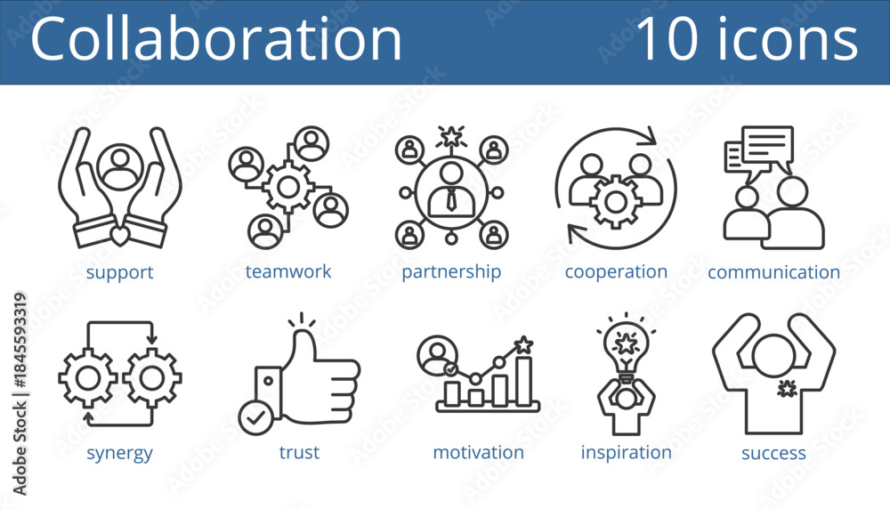 Fototapeta premium collaboration icon vector illustration concept. outline style.icon sheet