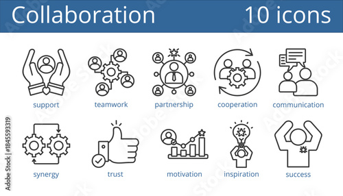 collaboration icon vector illustration concept. outline style.icon sheet