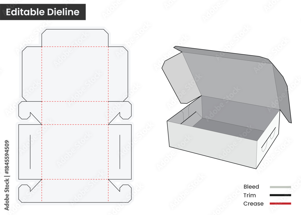 Fotografie Box dieline, Dieline Design, dieline template, packaging dieline vector, Editabl