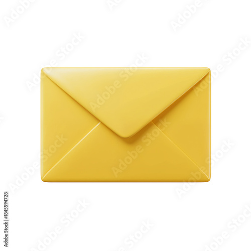 Simple yellow envelope icon representing mail communication and messaging concepts in a clean graphic design transparent background