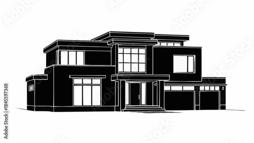Modern Luxury Residence Architectural Design Black and White.