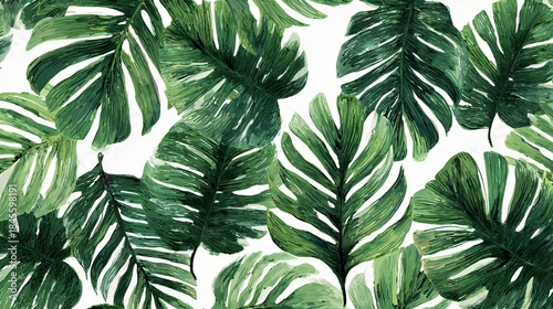 Tropical Leaves Pattern: Green Botanical Background
