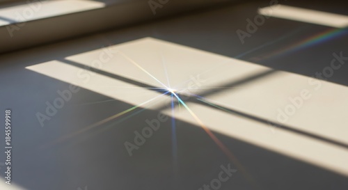 Sunlit surface with dramatic shadows and a radiant lens flare creating a subtle rainbow spectrum
