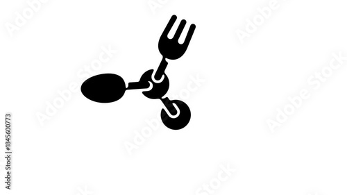 Molecular gastronomy, molecular cuisine, kitchen, molecule and atom, graphic animation. Alpha channel. Transparent background motion design. 4K resolution