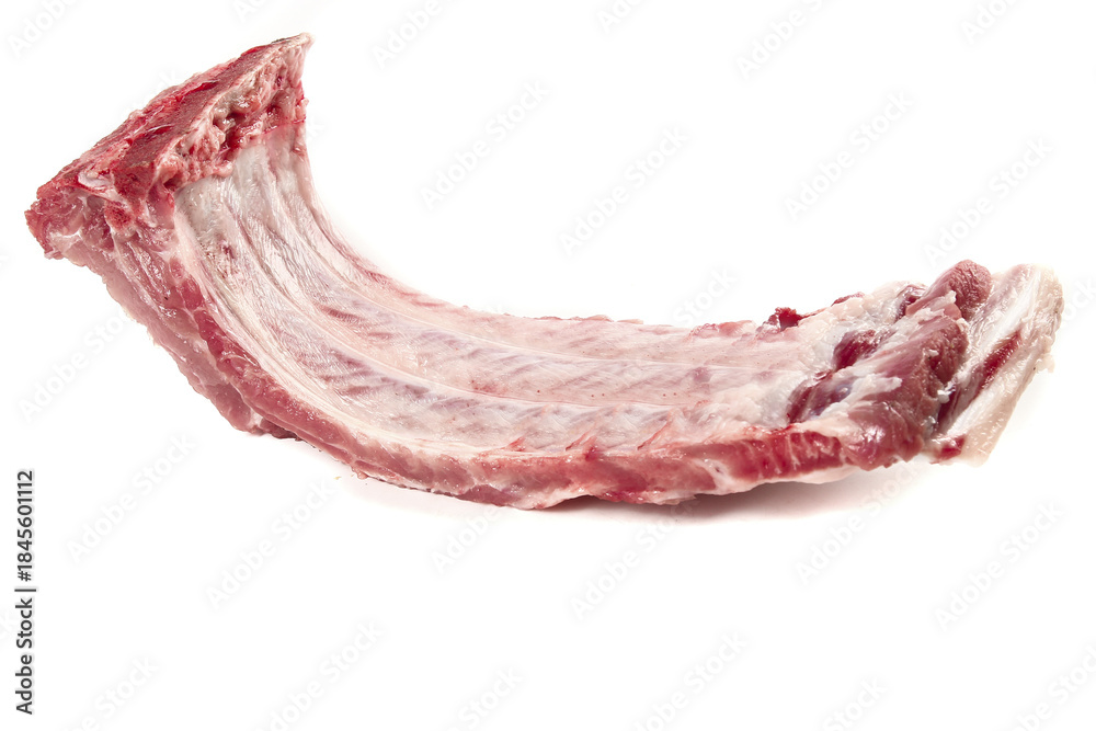 Fototapeta premium Fresh Raw Pork Ribs on White Background