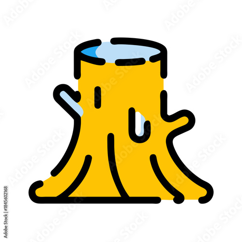 Stylized yellow tree stump icon representing nature and environmental themes