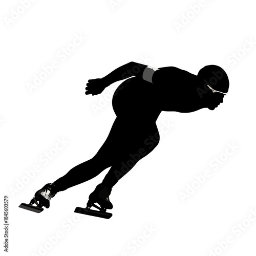 Dynamic silhouette of a speed skater in action, showcasing power and agility for sports marketing or fitness campaigns, conveying energy and determination