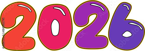 Colorful 2026 Number Typography Vector Illustration for New Year Design