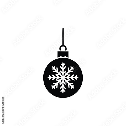 Black Snowflake Christmas Ornament Icon