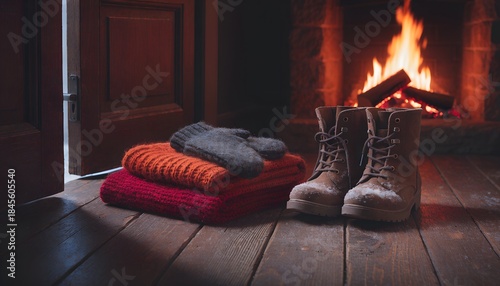 
This image captures a quintessentially cozy and warm indoor scene, perfect for a cold winter day.