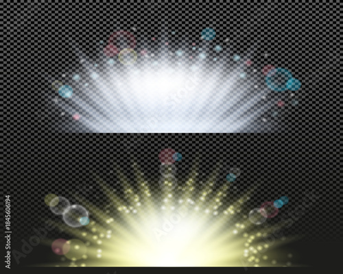 Set of flash light effects with flickering effect realistic vector graphics