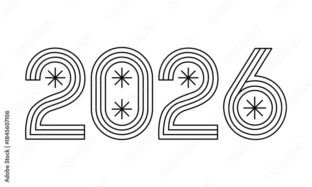 Fototapeta premium Stylized 2026 Text Design for Graphic Use