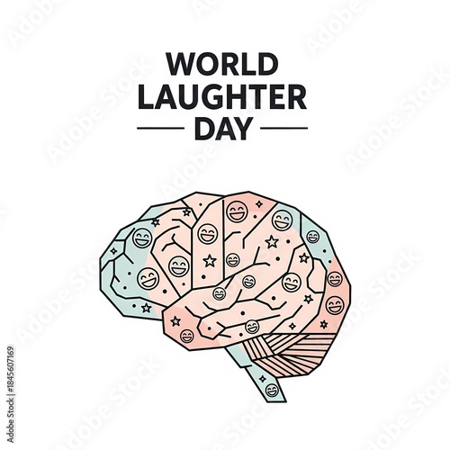 World Laughter Day Brain Happiness Vector Illustration