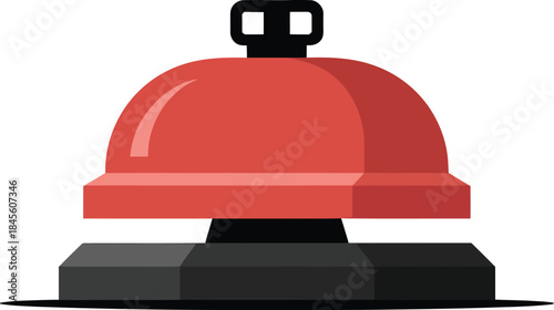 Red counter bell vector illustration for customer support and hotel reception desk services