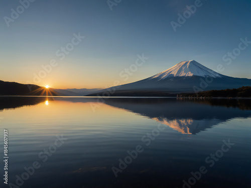First sunrise and Mount Fuji