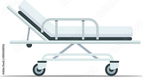 Medical stretcher vector illustration for emergency healthcare and hospital patient transportation on wheels
