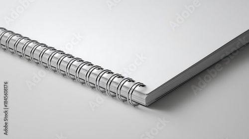 A close-up shot focusing on the details of the spiral notebook's white pages and metallic binding