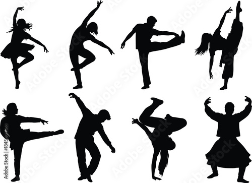 “Urban Dance Silhouettes – Hip-Hop, Jazz, Breakdance Poses”
