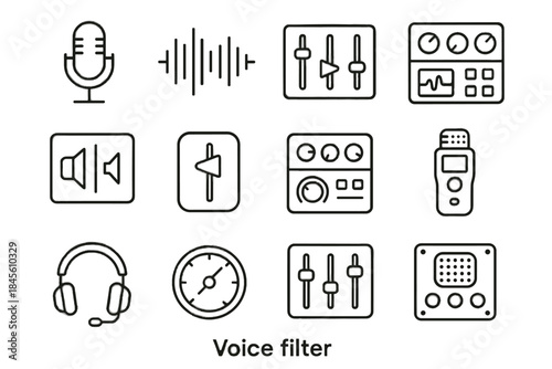 Filter microphone pitch sound icon modulator voice icons control effect vector recording