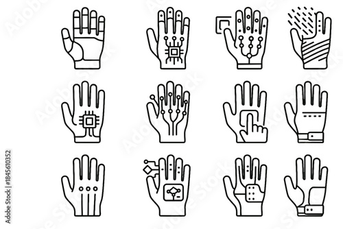 Icon panel conductive nano interface vector gesture mechanism flexible feedback glove