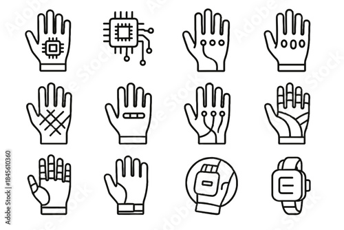 Tips clasp fingers haptic indicator nano feedback icon glove lines vector